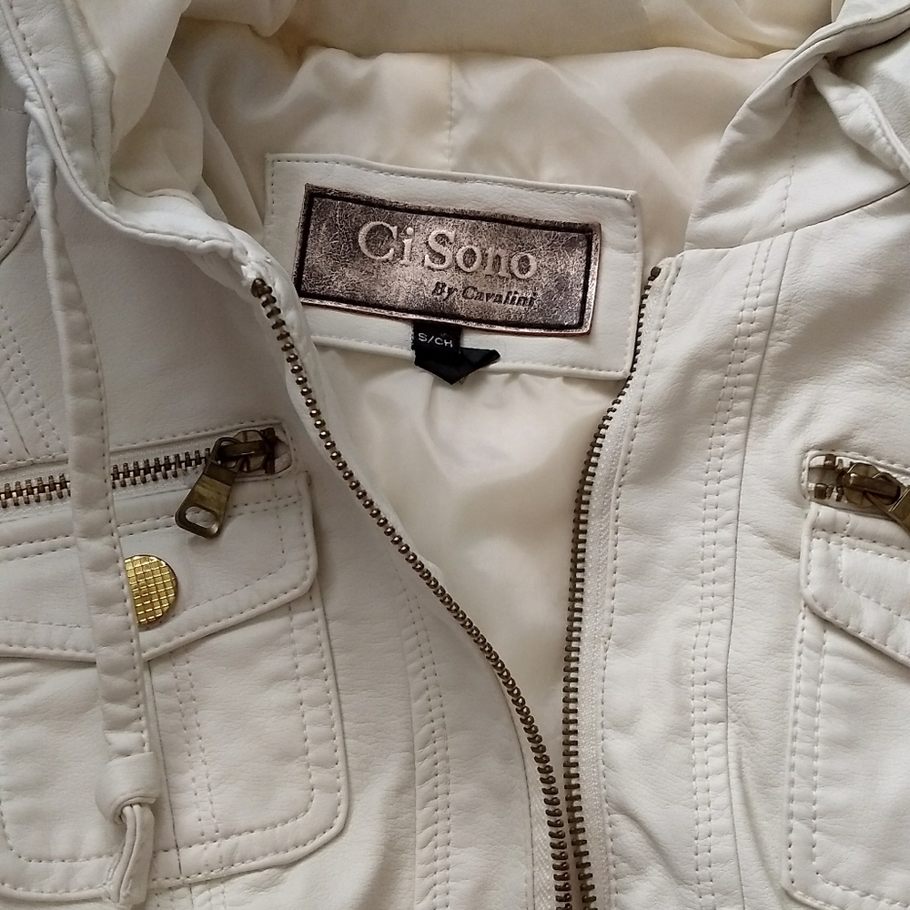 CI Sono Cavalini /White Faux Leather Jacket